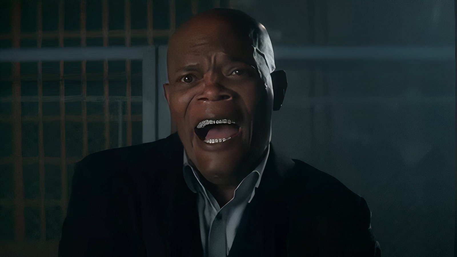 Samuel L. Jackson as Darius Kincaid in The Hitman's Bodyguard.