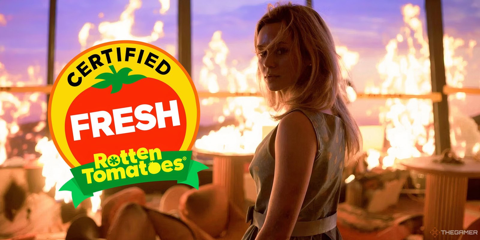 2025's Best Action Comedy Movie Is A Streaming Smash Hit 1 final destination bloodlines character next to a certified fresh rotten tomatoes label.