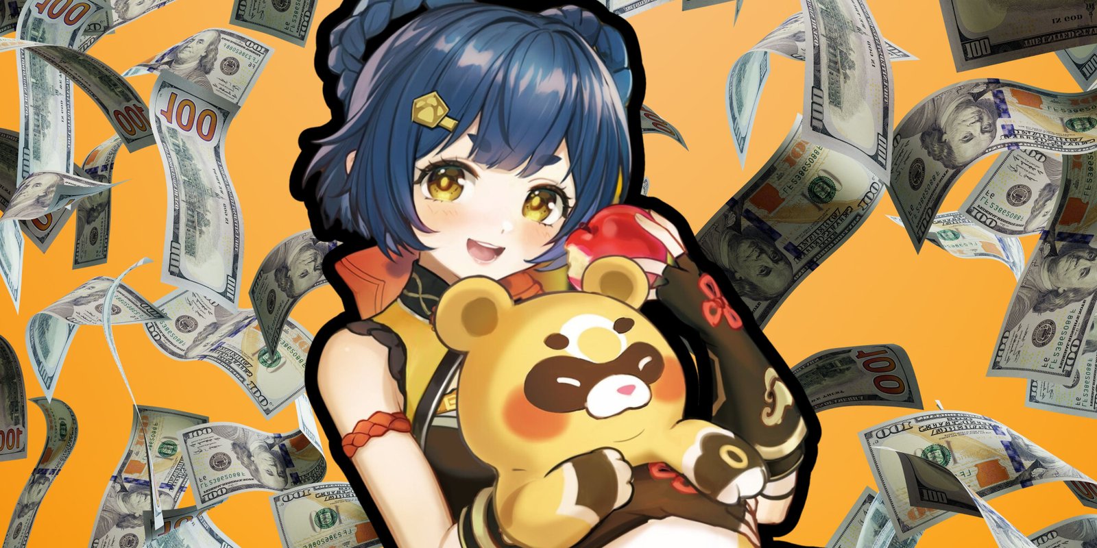 Any Way You Play Genshin Impact, Infinity Nikki, Or The Other Gachas Is A Valid Way To Play 1 Xiangling from Genshin Impact with cash falling behind her