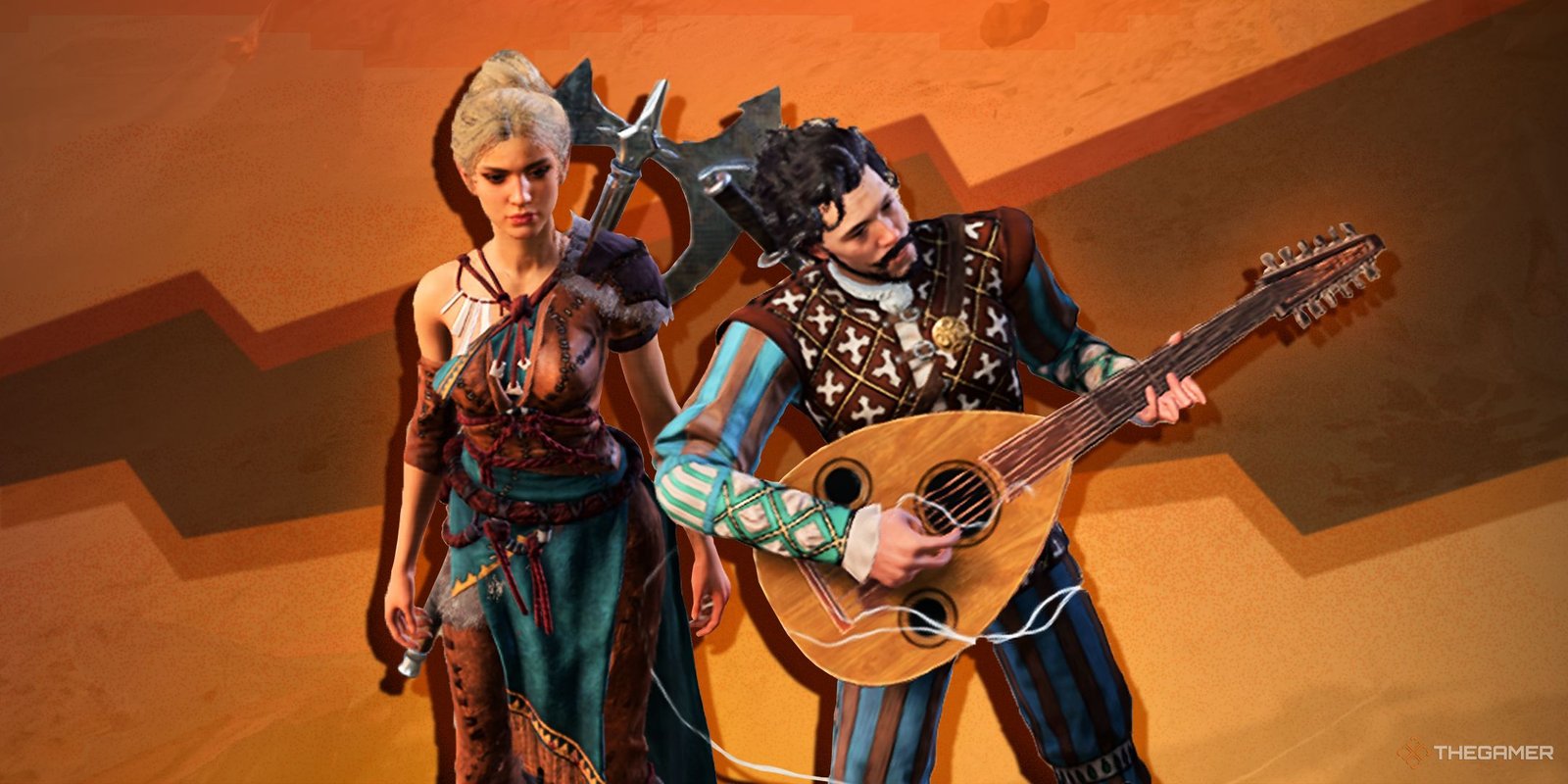 Baldur's Gate 3 Bard and Barbarian next to each other