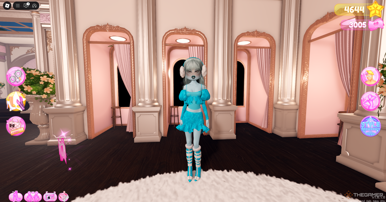 A photo of an avatar dressed in blue clothing in DTI.