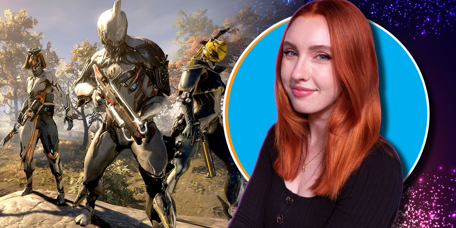 Robbie Singh Interview On How Predecessor Rose From The Ashes Of A Cancelled Epic Game 1 A collage image of several warframes and Megan Everett.