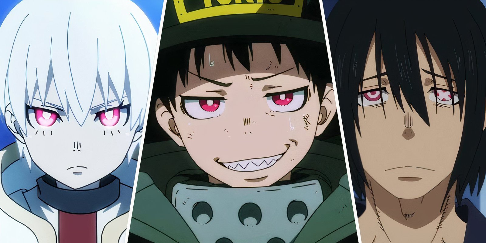 The Best Characters In Fire Force 4 Split image of Sho, Shinra and Benimaru from Fire Force.