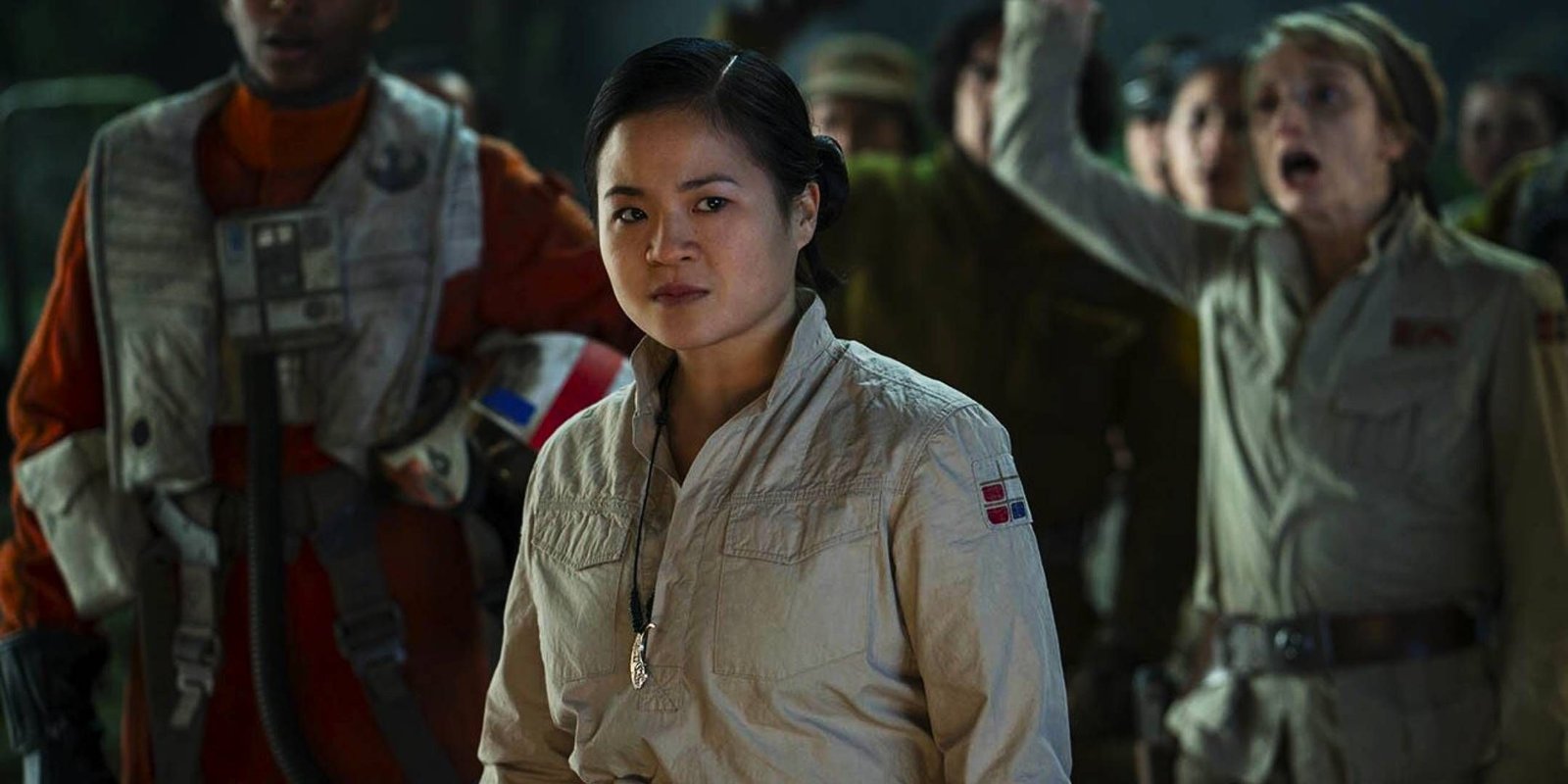 Kelly Marie Tran as Rose Tico among fellow Resistance members in Star Wars: Episode 9: The Rise of Skywalker