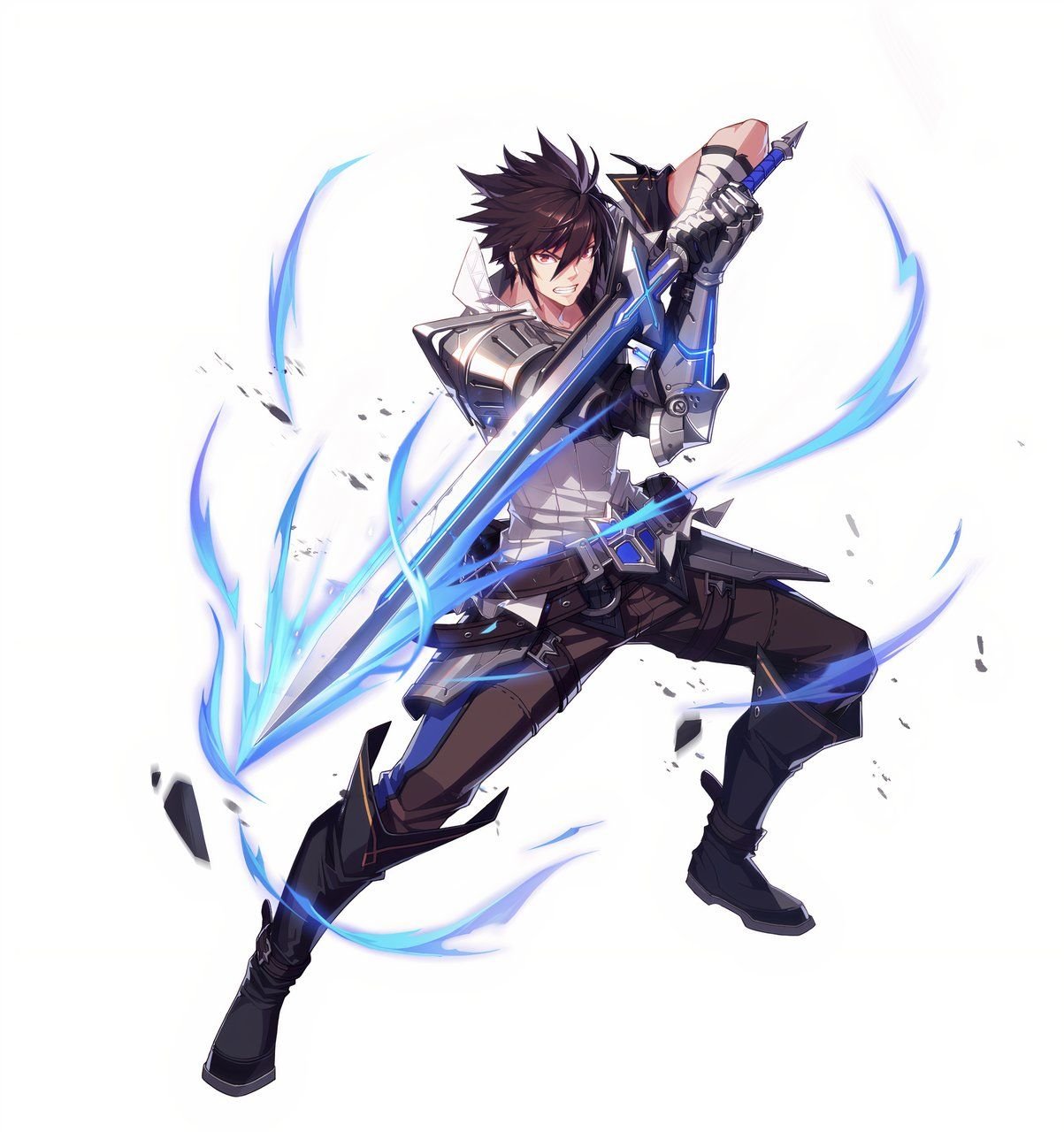 A swordsman with his blade in Crystal of Atlan.