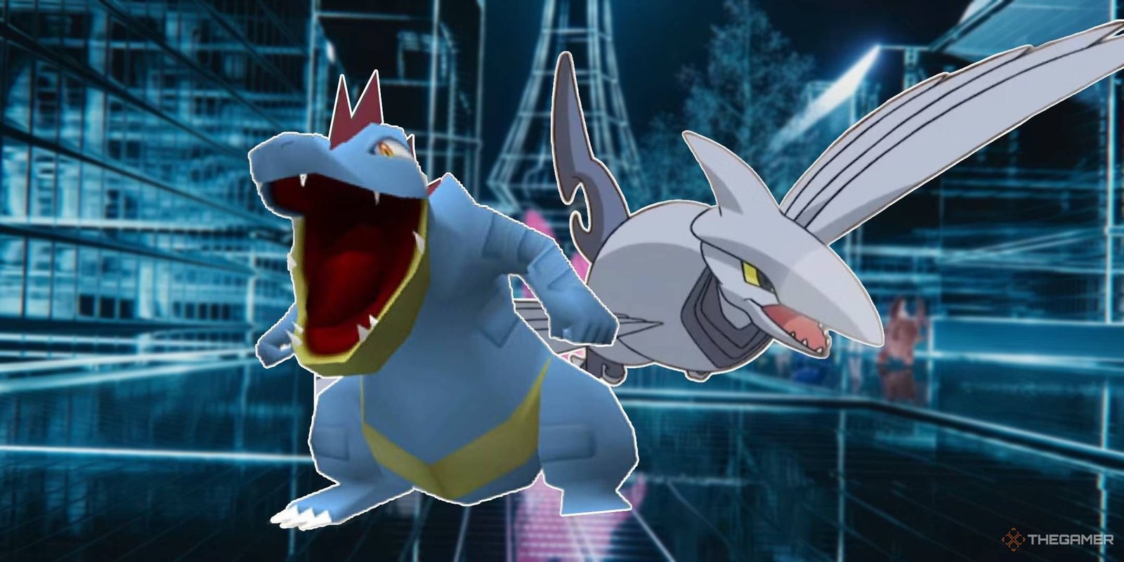You Can Now Collect The Original 151 Pokémon By Using Google 1 Feraligatr and Skarmory in front of Lumiose City