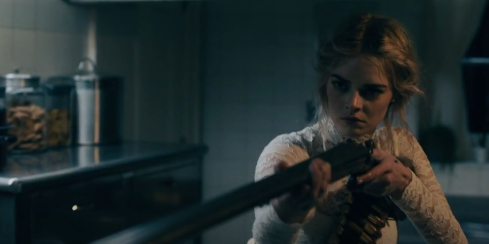 Grace points her shotgun in Ready or Not.