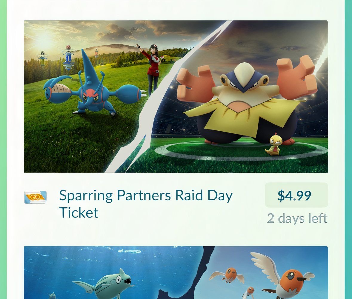 The Sparring Partners Raid Day Ticket from the Pokemon Go shop.