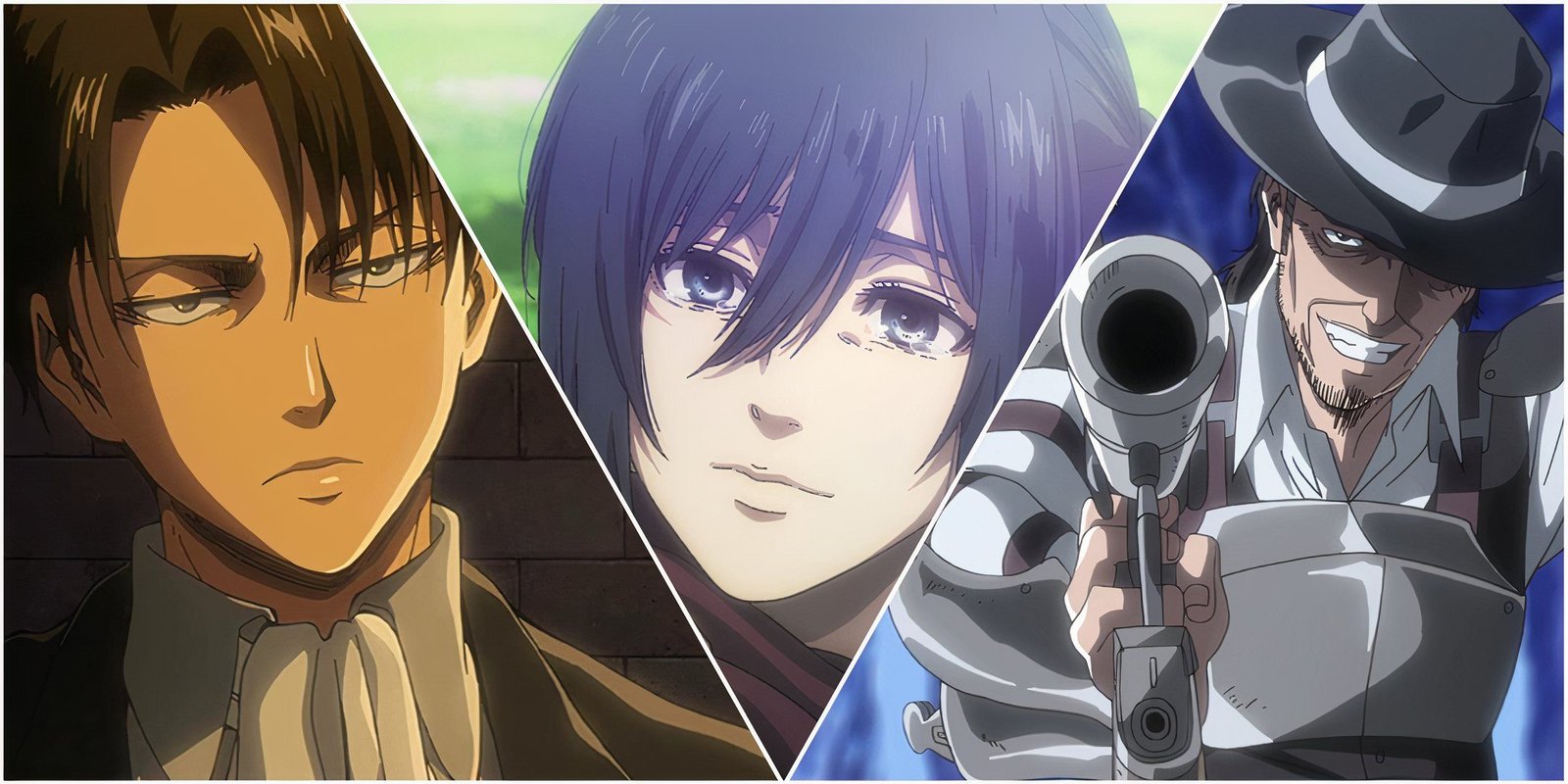 How To Watch Attack On Titan In Order 4 A collage of Levi, Mikasa and Kenny.