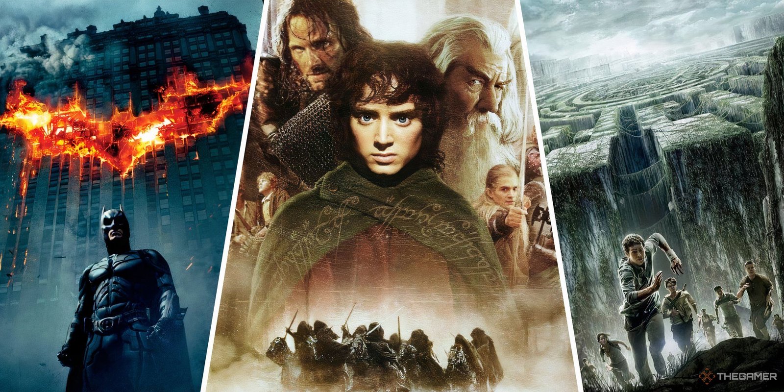 10 Hilarious Comedy Films That You Should Watch 11 Three-image collage of the main art from The Dark Knight, Lord of the Rings: The Fellowship of the Ring, and The Maze Runner.