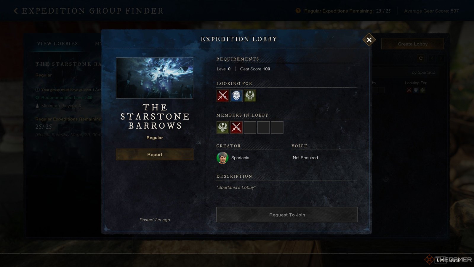 How To Join Group Activities In New World: Aeternum 6 Lobby for The Starstone Barrows in New World: Aeternum.