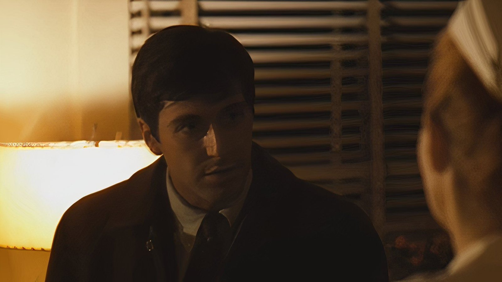 Al Pacino at the hospital after his father is shot in The Godfather.