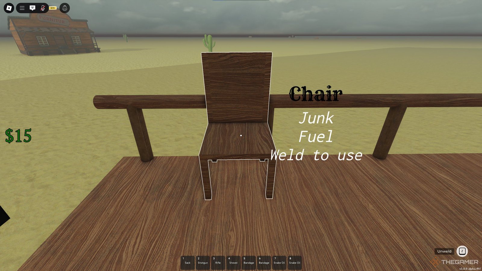 A chair, welded to the train in Dead Rails on Roblox.
