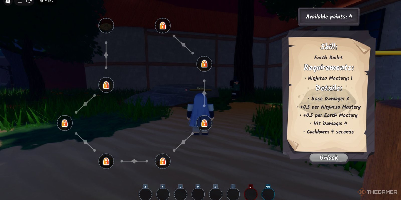 A player looking at eath jutsu in Ninja Time on Roblox.