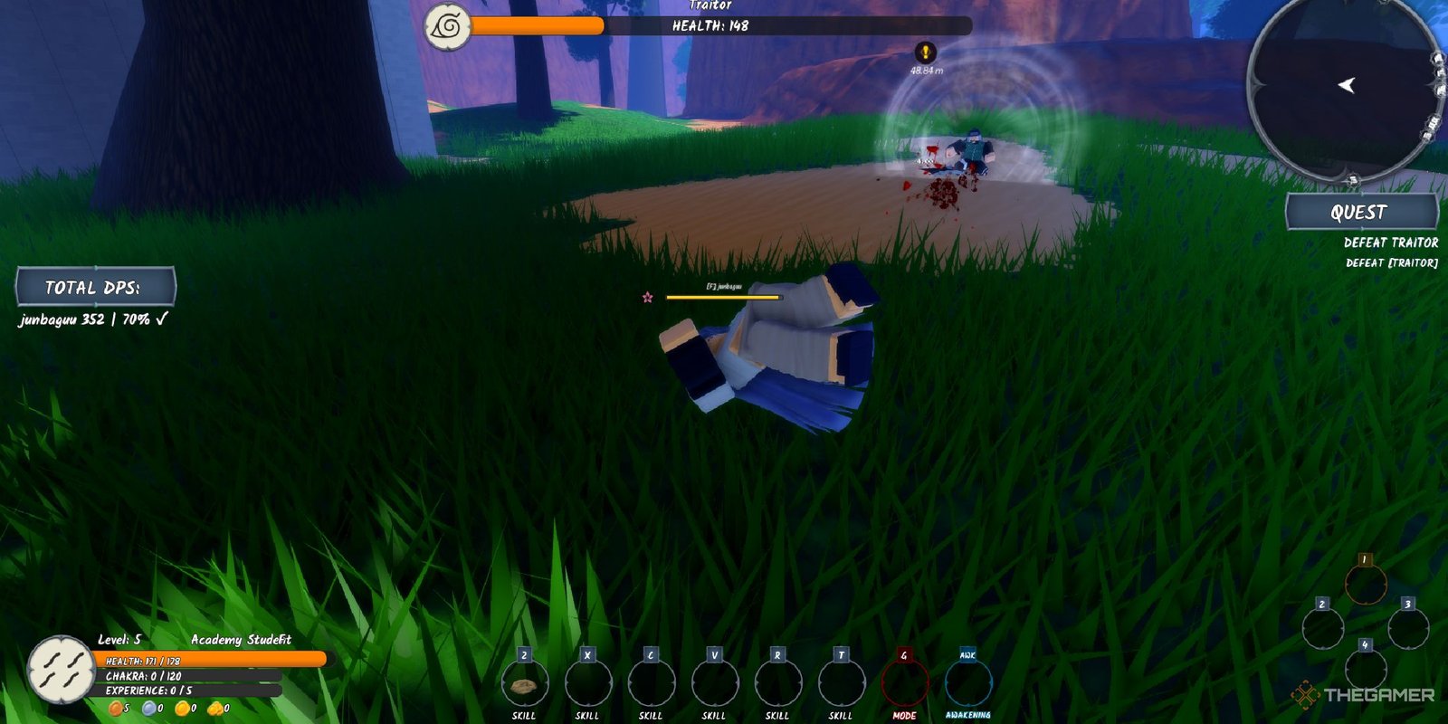 A player fighting the Traitor in Ninja Time on Roblox.
