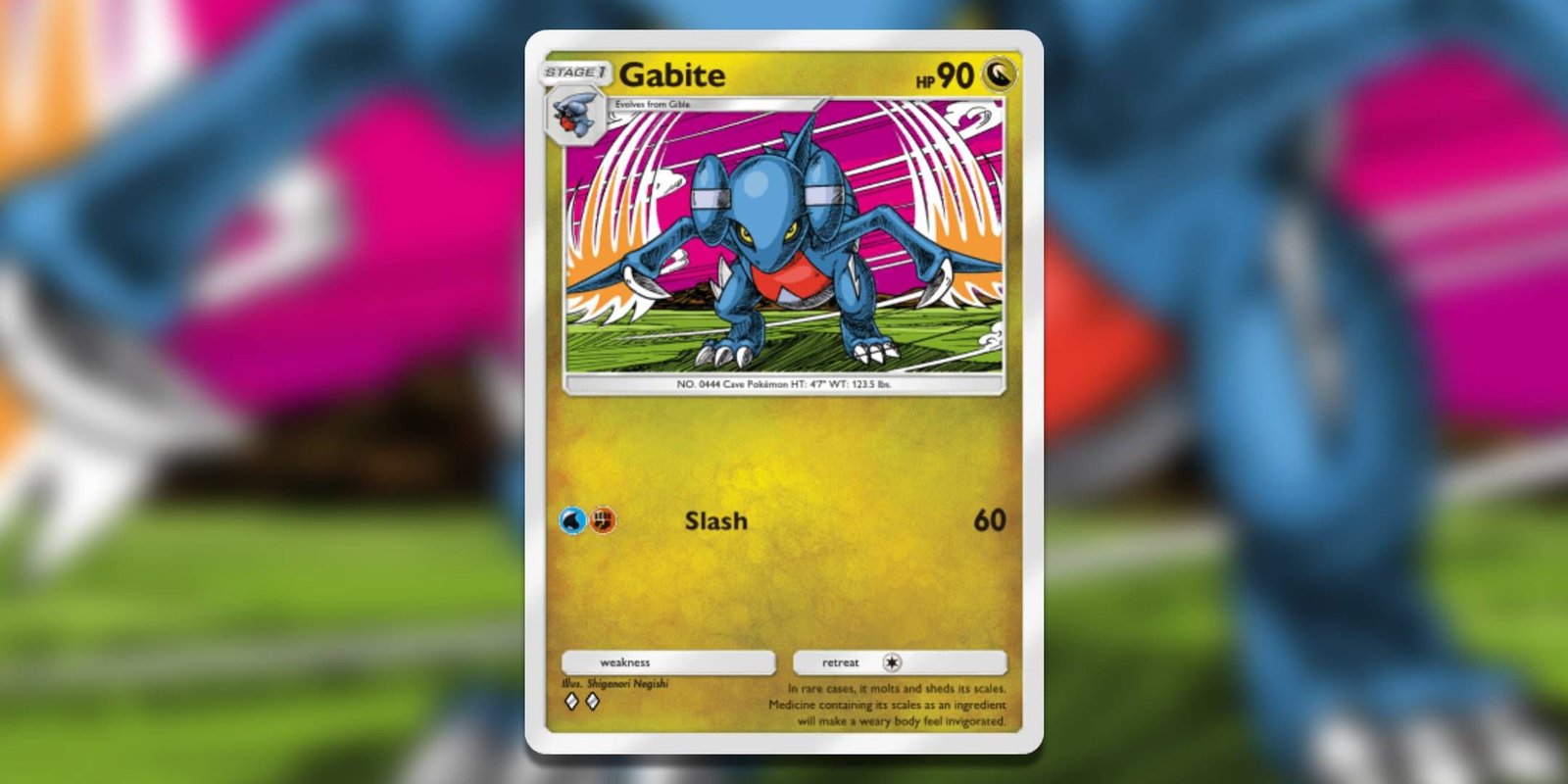The Pokemon Trading Card Game Pocket card Gabite by Shigenori Negishi.