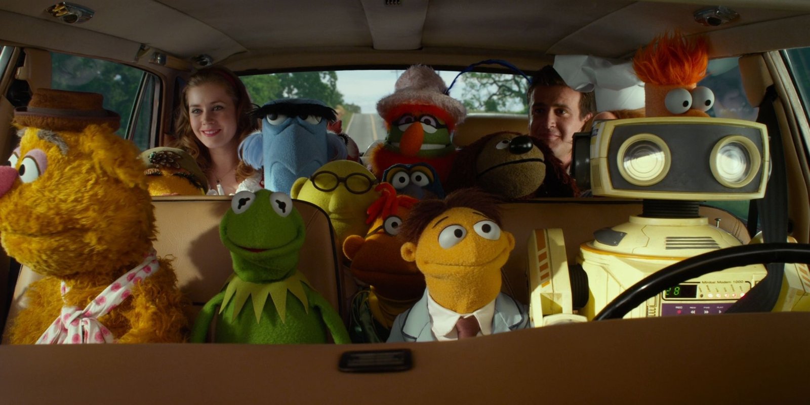All the muppets sitting in the car in The Muppets 2011 movie.