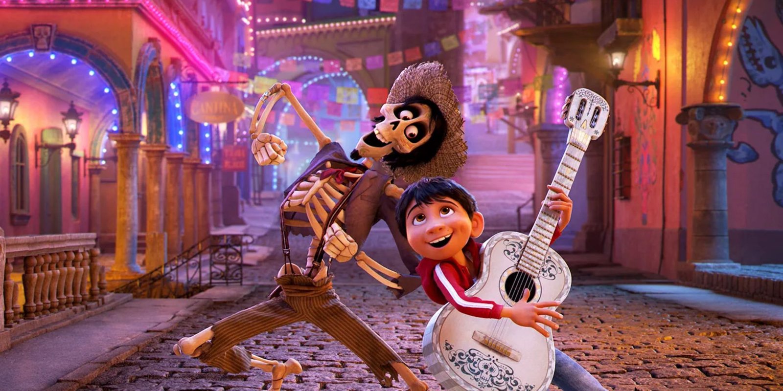Miguel dancing with Hector in Coco.