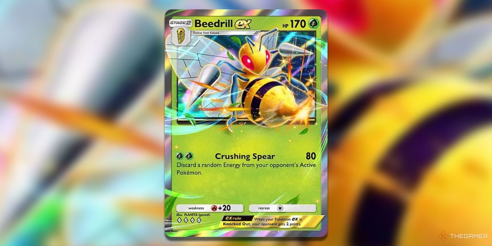 Double rare Beedrill ex Pokemon TCG Pocket Shining Revelry Card Art.