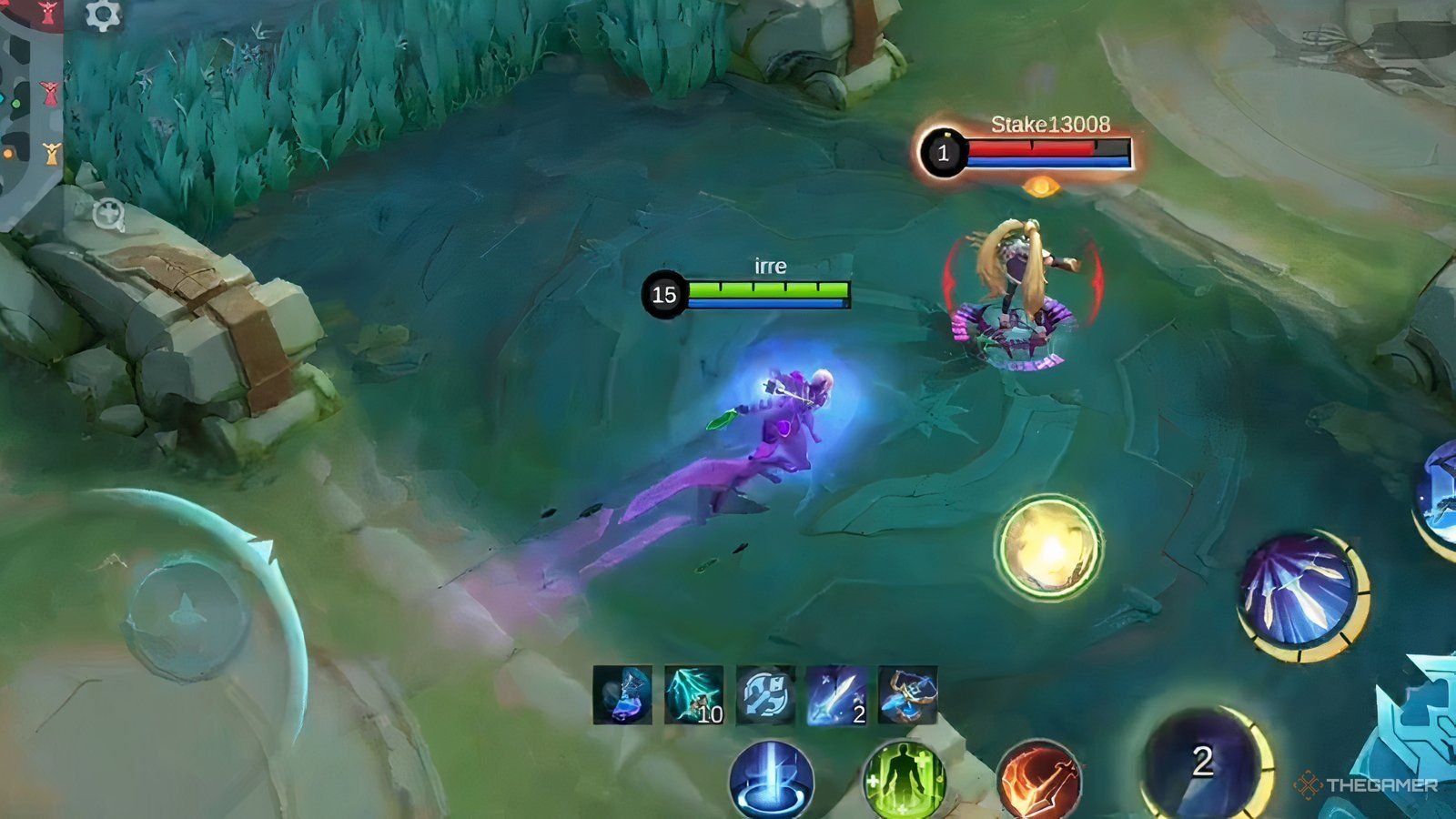 Mobile Legends, Gusion dashing to an enemy with his first skill