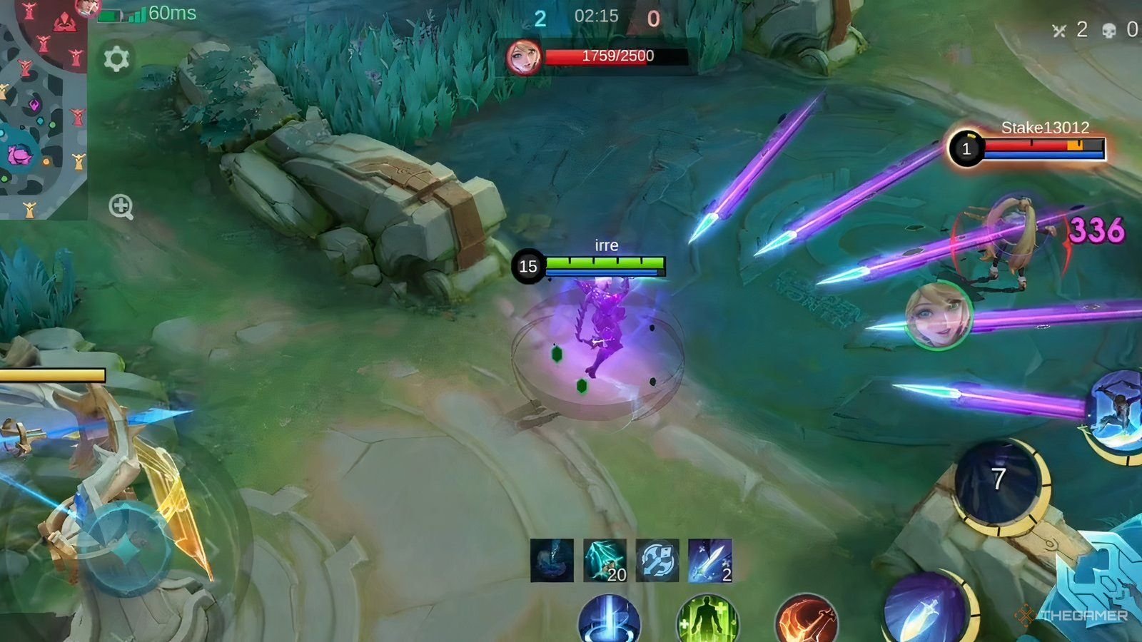 Mobile Legends, Gusion recalling his daggers using his second skill.