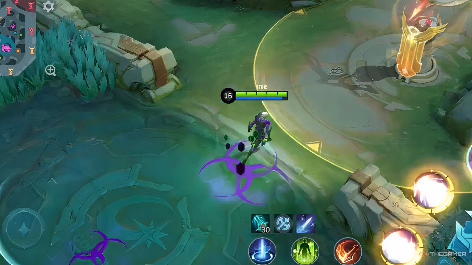 Mobile Legends, Gusion teleporting with his Ultimate.