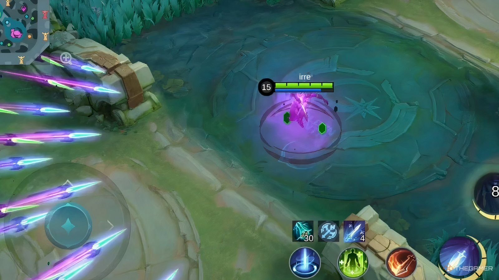Mobile Legends, Gusion recalling ten daggers at once.