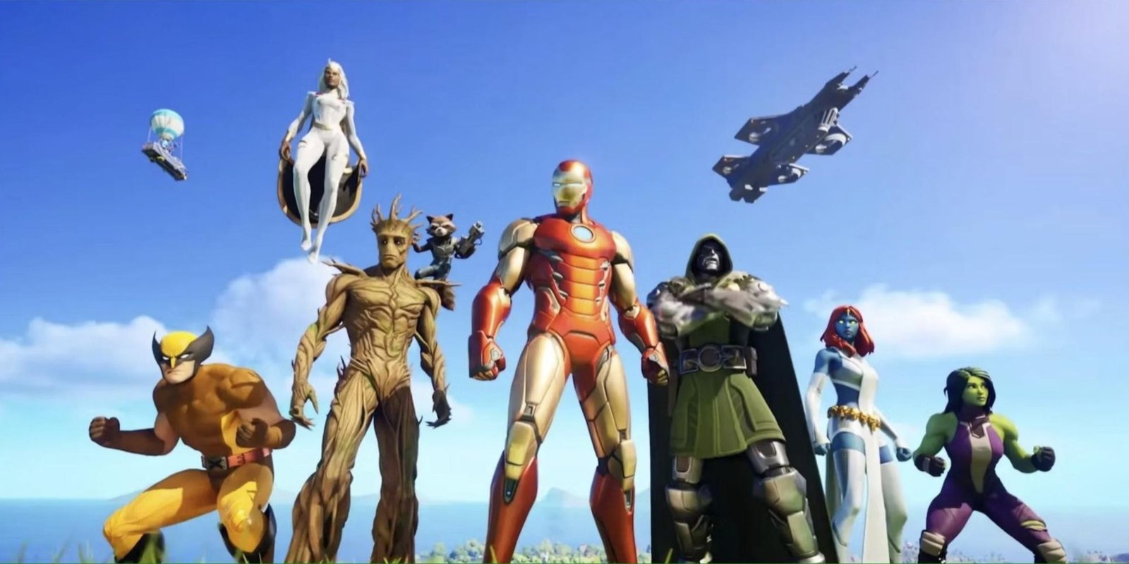 Wolverine, Groot, Iron Man, and Other Marvel Characters Preparing to Fight Galactus.