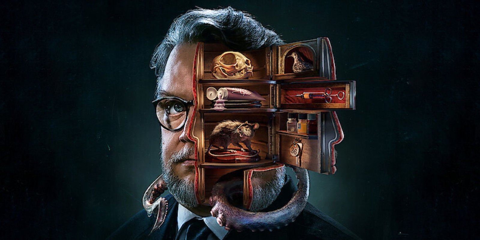 A promotional poster of Guillermo del Toro's Cabinet of Curiosities.