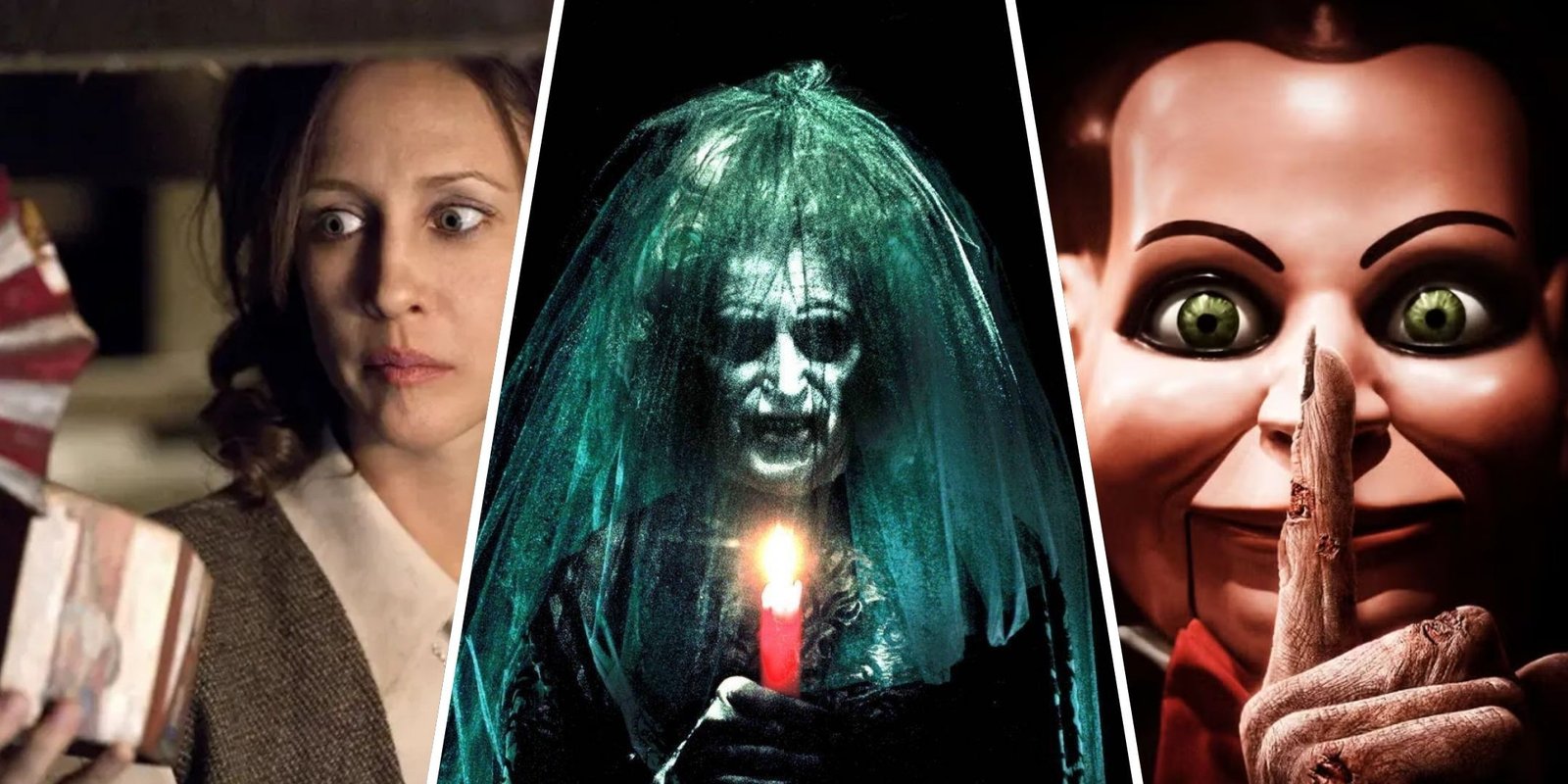 The Best Anthology Television Shows 13 A collage of Lorraine Warren, The Bride In Black, and Dead Silence poster.