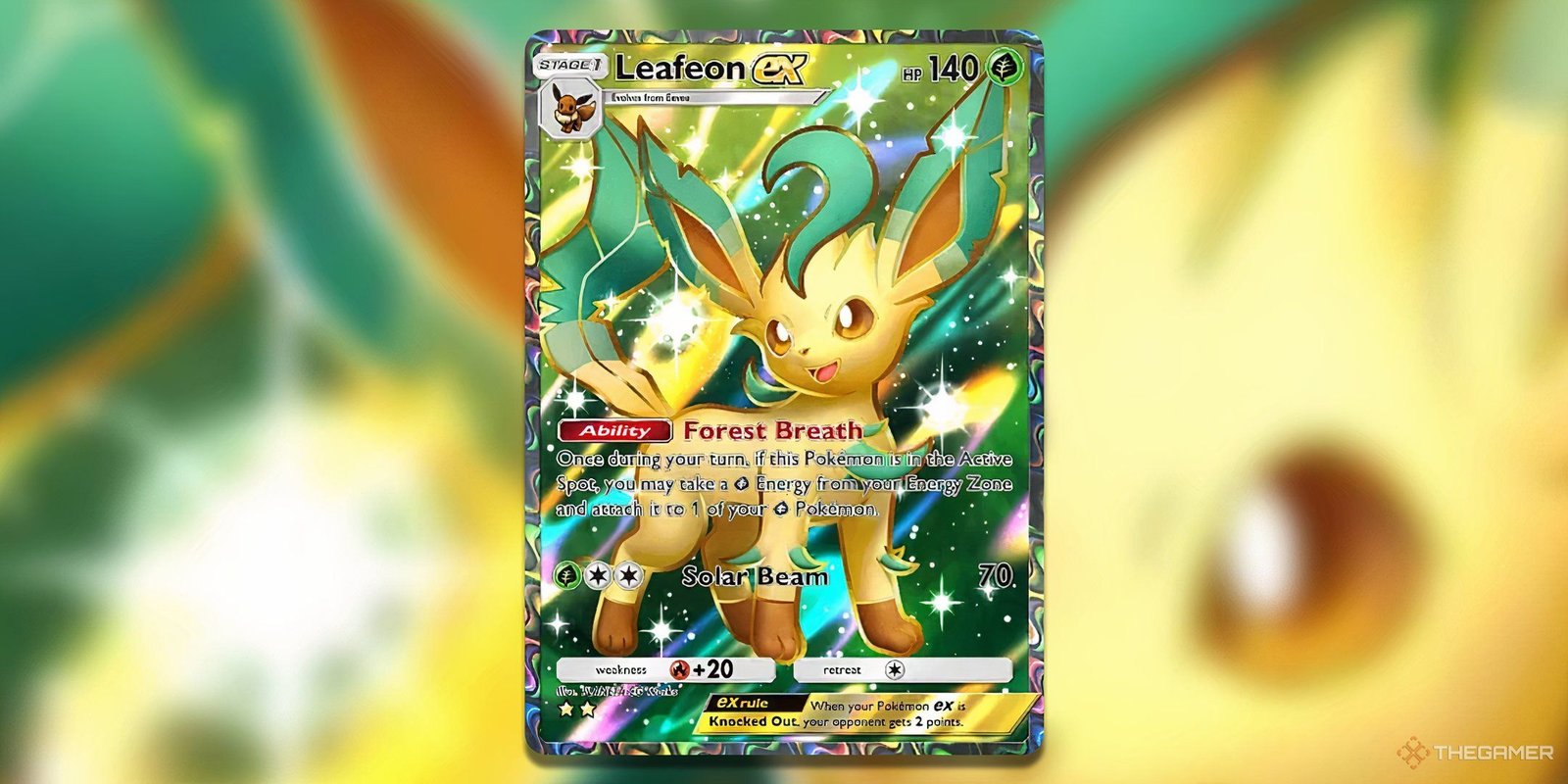 How To Play The Grass-Type Mass Outbreak Event In Pokemon TCG Pocket 25 Leafeon ex Super Rare against Gaussian Blur in Pokemon TCG Pocket