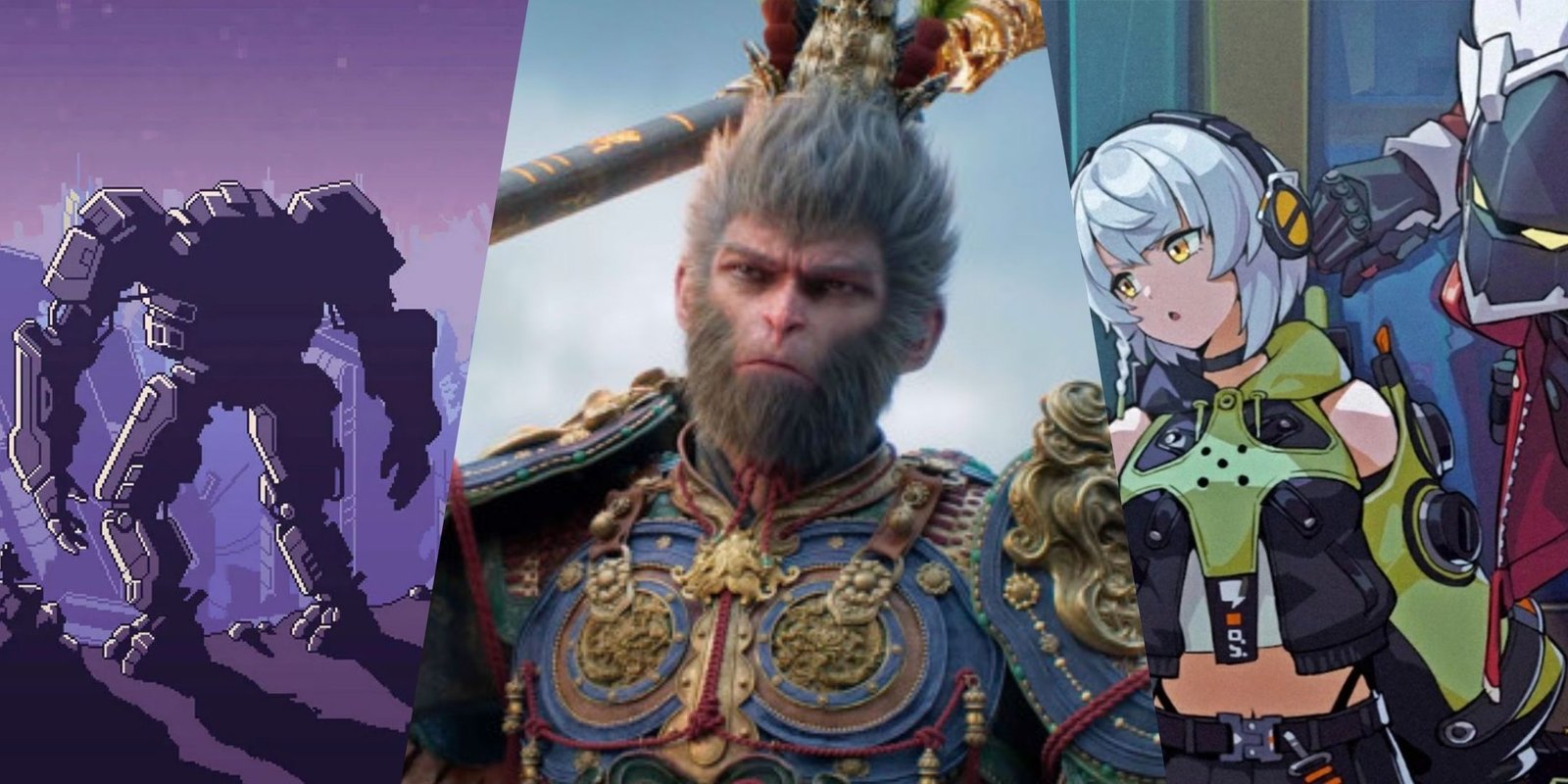 The Best Cozy Games To Play On Roblox 5 Split image from Black Myth Wukong, Into the Breach, and Zenless Zone Zero.
