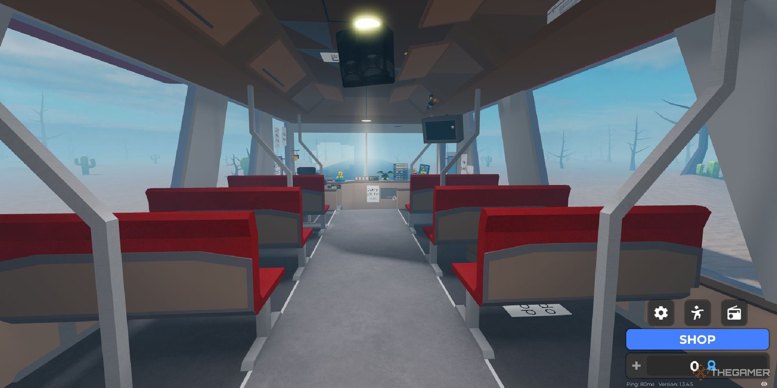 A player starting Desert Bus in Roblox.