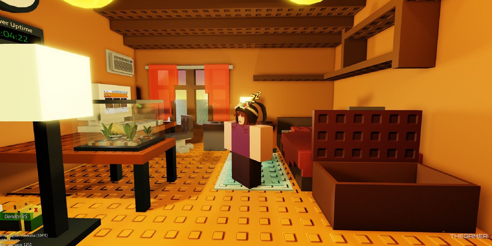A player standing in the Warm Isolation room.