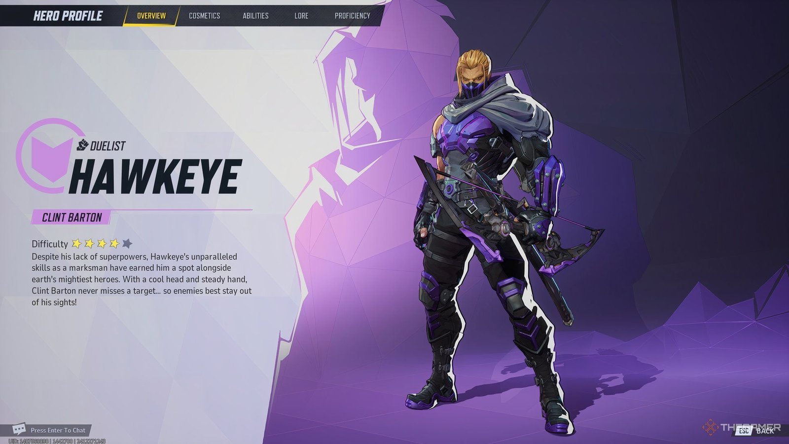 Hawkeye display in Marvel Rivals.