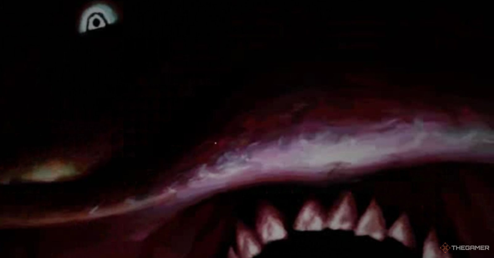 Roblox The Hunt Mega Edition Pressure Pipsqueak Entity, one eye and multiple terrifying teeth.