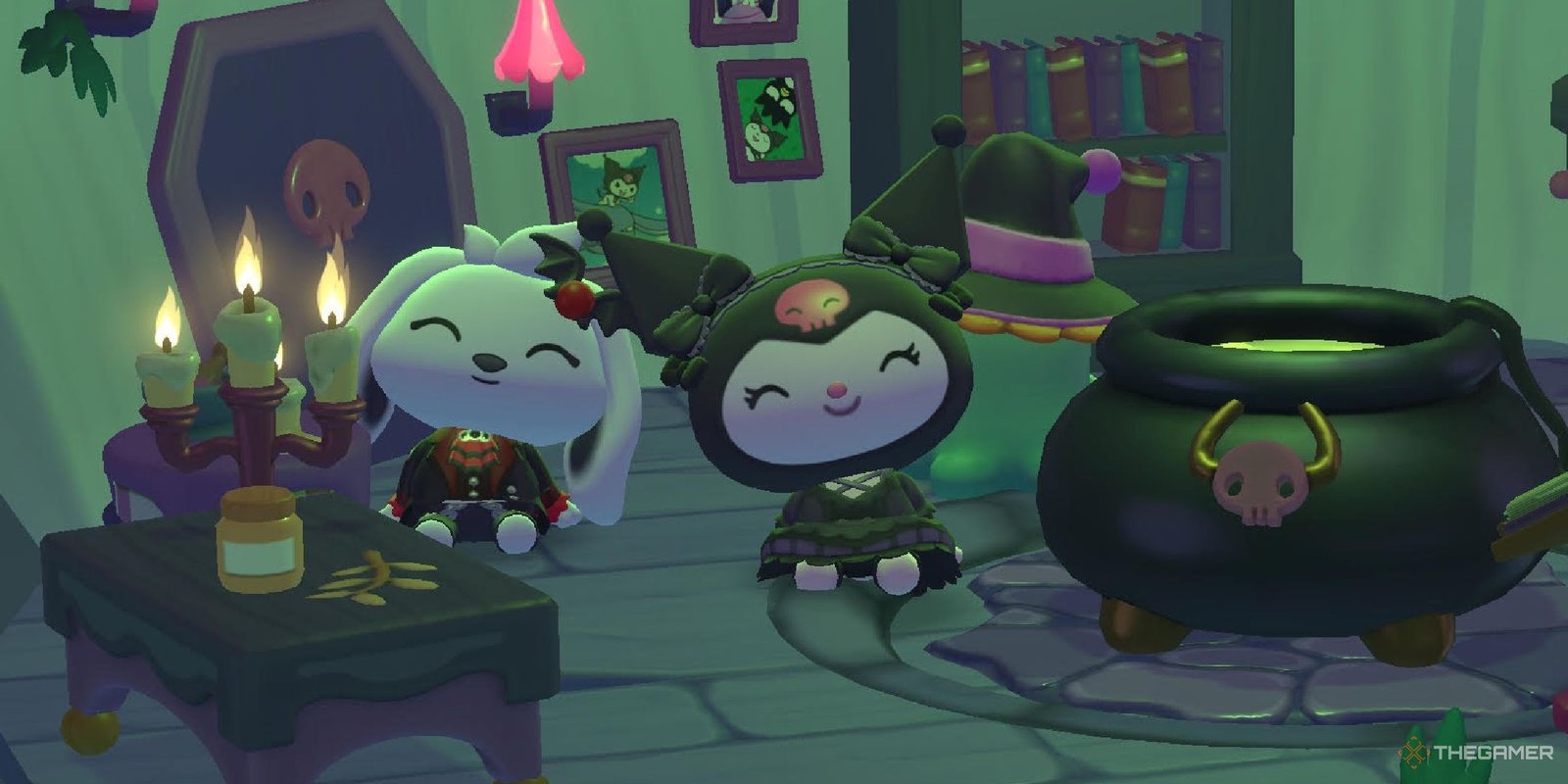 The Best Cooking Recipes In Hello Kitty Island Adventure 4 A player sitting next to Kuromi in the potion making house in Hello Kitty Island Adventure