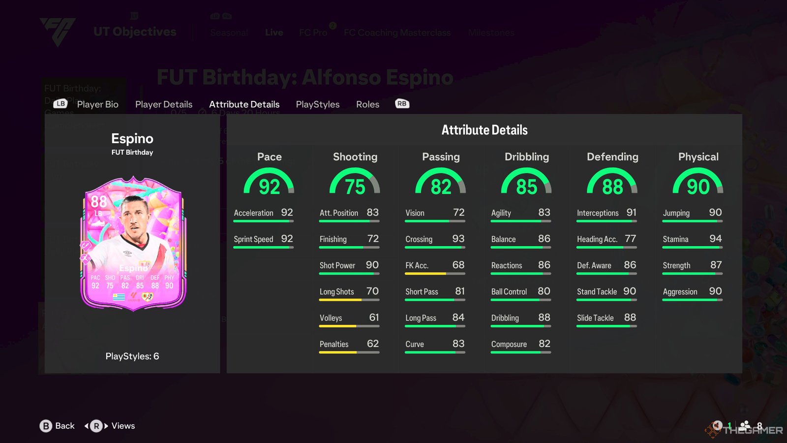 The FUT Birthday Alfonso Espino Objective Card in EA Sports FC 25.
