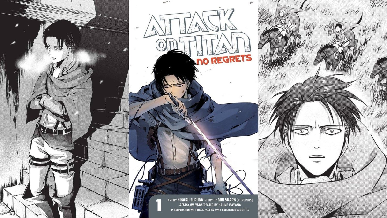 A look at the cover art and panels from Attack On Titan: No Regrets.