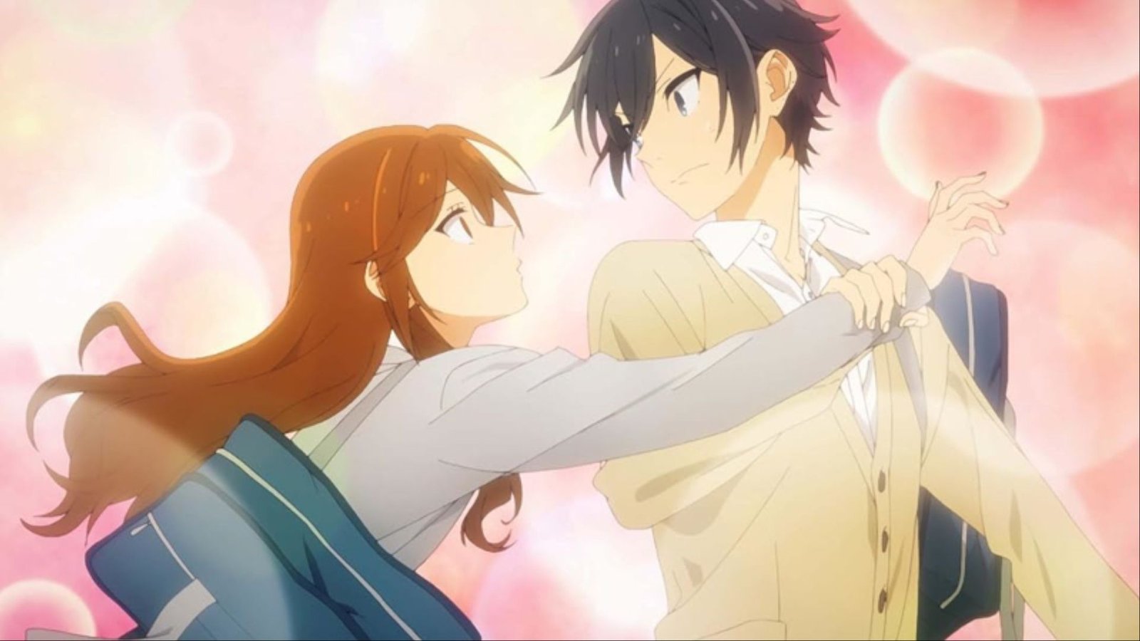 Kyouko Hori falling into Izumi Miyamura in Horimiya.