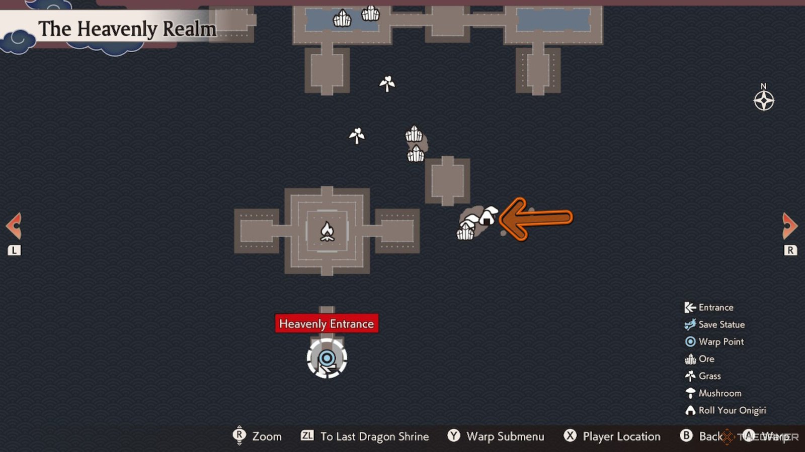 Rune Factory Guardians Of Azuma last onigiri spot location in The Heavenly Realm.
