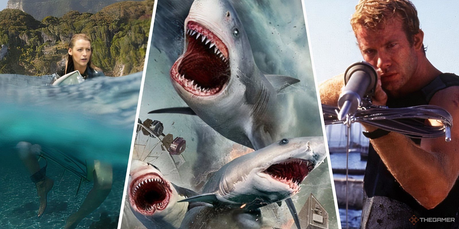 All Mission: Impossible Movies, Ranked 4 Three-image collage of The Shallows, Sharknado, and Deep Blue Sea.