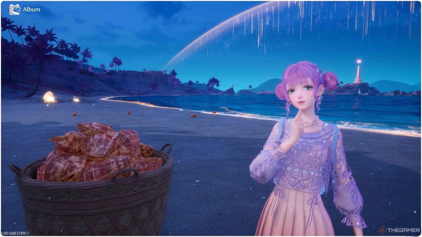 Nikki at the conch collection minigame site in Infinity Nikki.