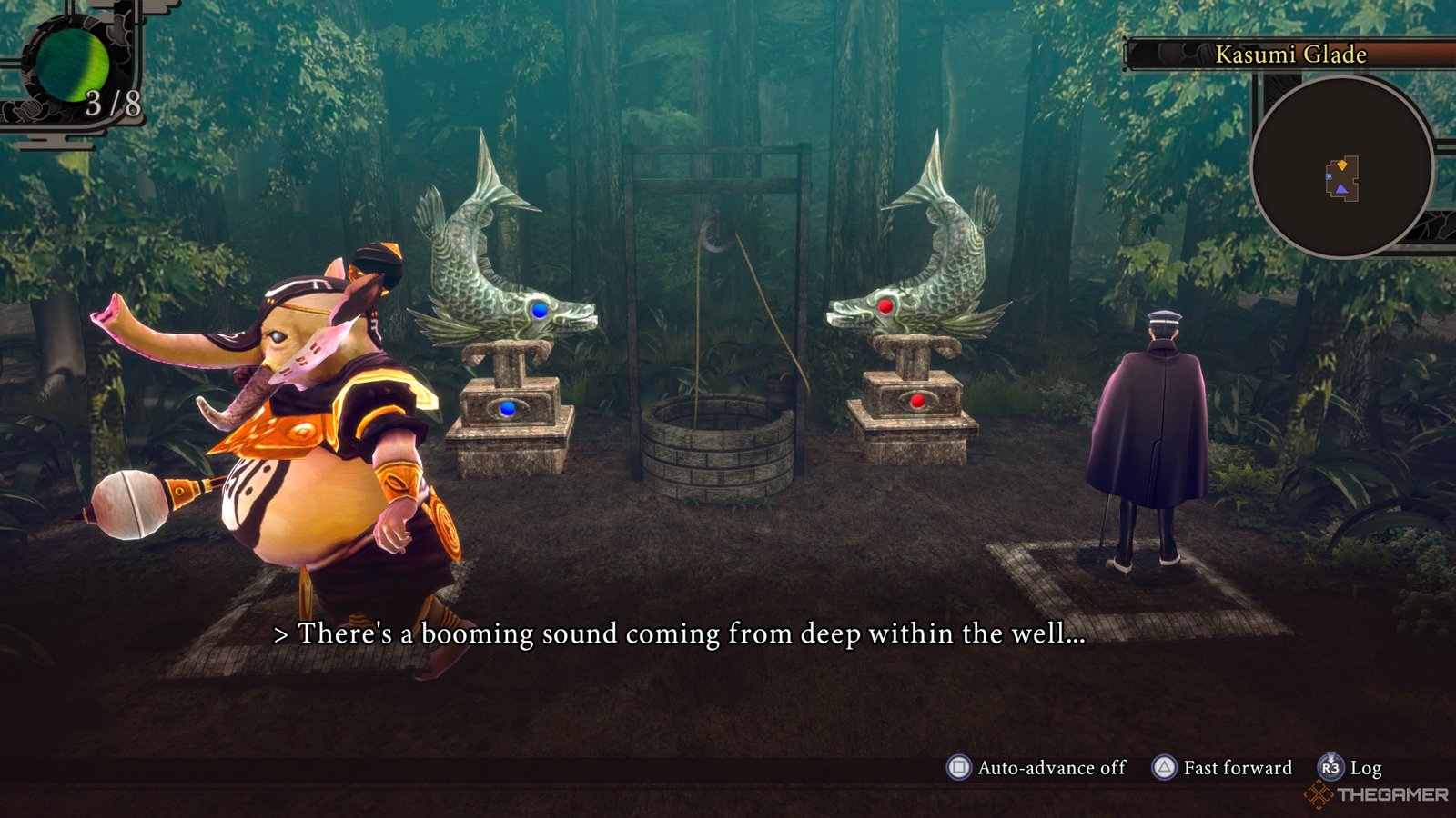 Opening the Kasumi Glade puzzle in Raidou Remastered The Mystery of the Soulless Army.