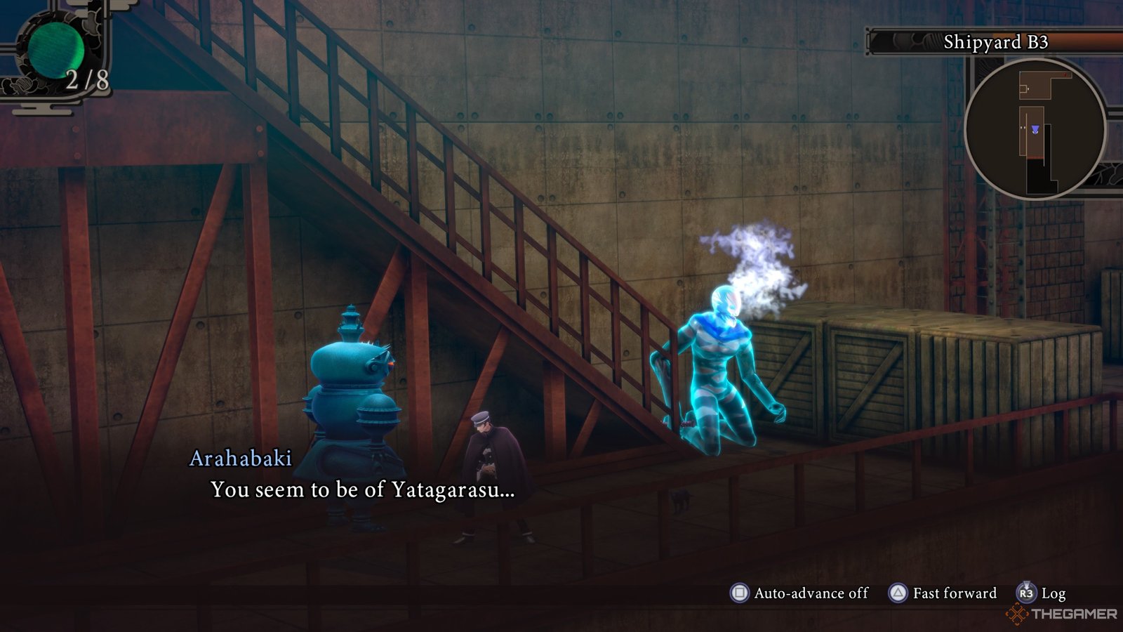 Meeting Arahabaki on Shipyard B3 in Raidou Remastered The Mystery of the Soulless Army.