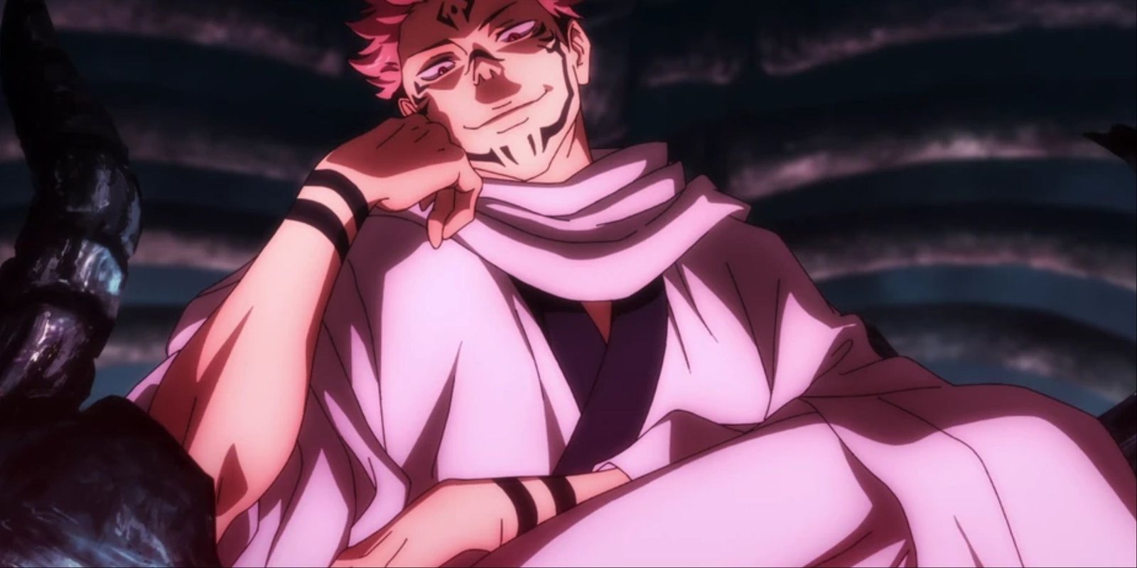 8 Times Villains Had To Fight One Another In Anime 1 Sukuna lounging atop his throne of bones.