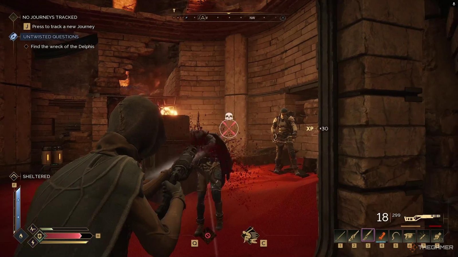 Killing an enemy with a Scattergun in Dune Awakening.