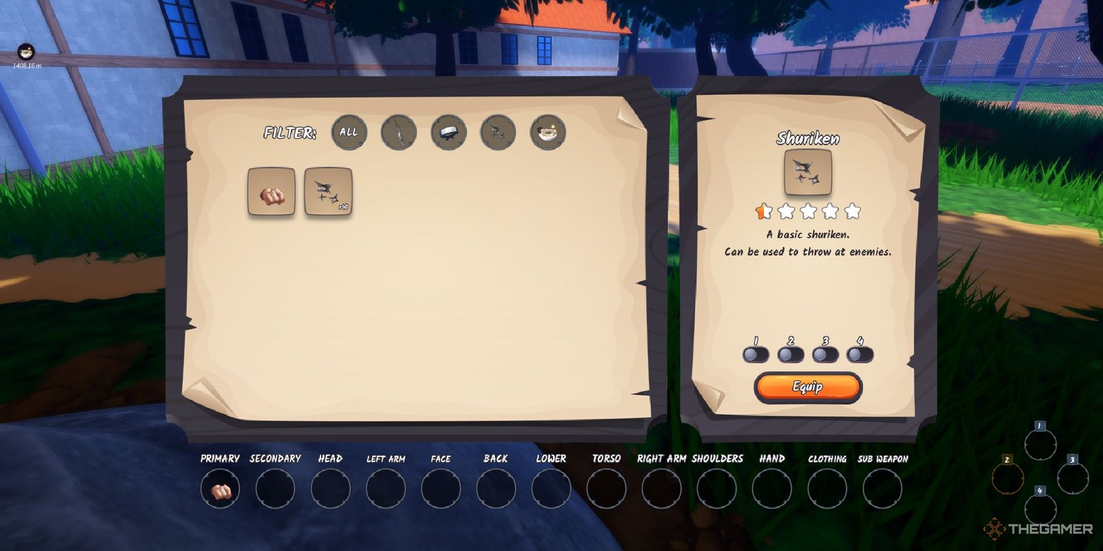 An inventory showing shuriken in Ninja Time on Roblox.