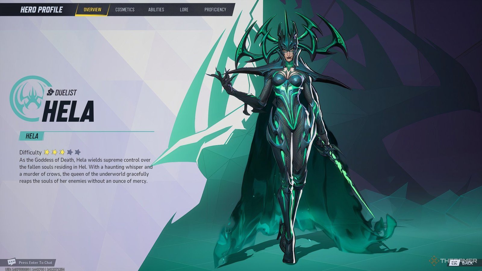 Hela display in Marvel Rivals.