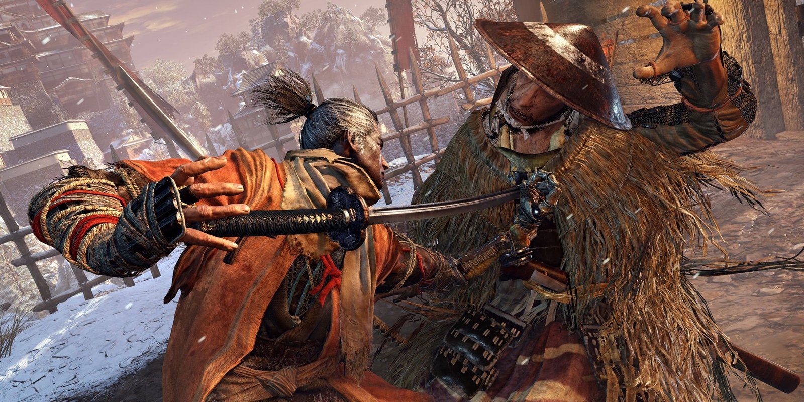 Killing an enemy with a stealth kill katana strike in Sekiro: Shadows Die Twice.